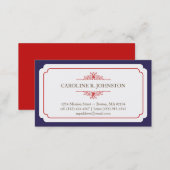 Simple grace solid navy frame personal calling business card (Front/Back)