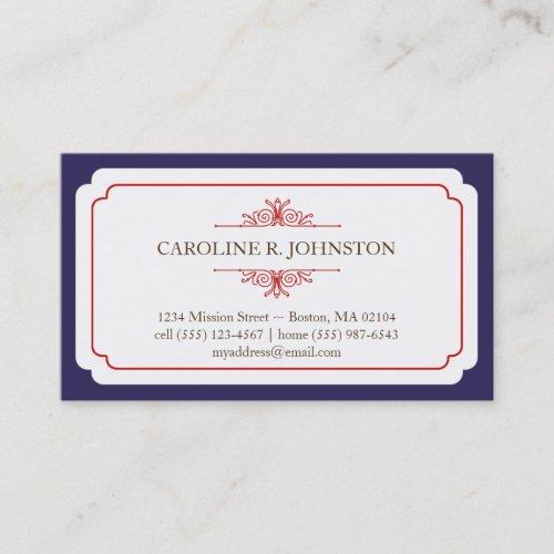 Simple grace solid navy frame personal calling business cards