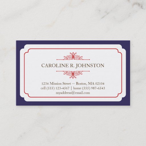 Customizable Simple grace solid navy frame personal calling business cards