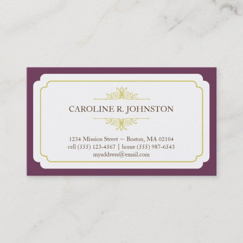 Simple grace solid plum frame personal calling business card template