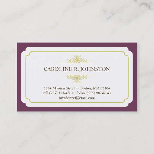 Customizable Simple grace solid plum frame personal calling business card template