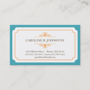 Simple grace solid teal frame personal calling business card