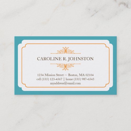 Simple grace solid teal frame personal calling business card template