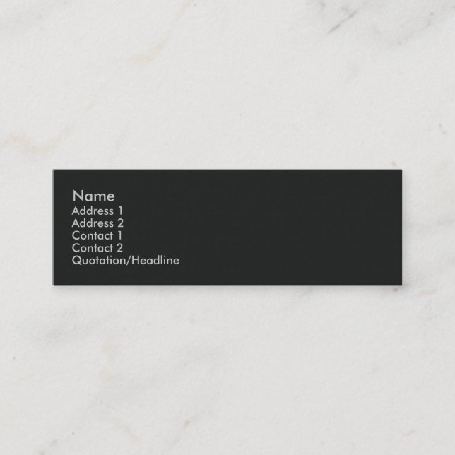 Simple graceful retro black surface mini business card (Front)