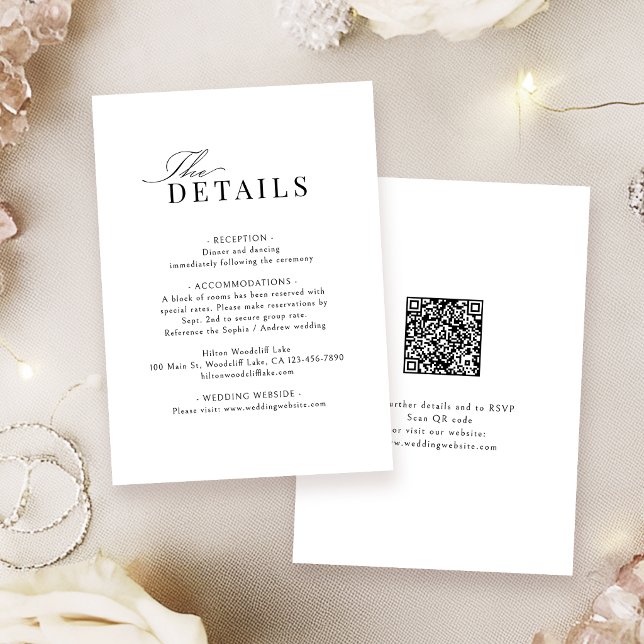 Simple Graceful Script Typography QR Code Details Note Card (Simple Graceful Script Typography QR Code Details Note Card)