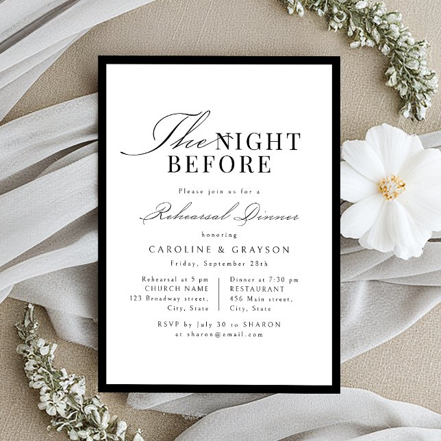 Simple Graceful Script Typography The Night Before Invitation (Simple Graceful Script Typography The Night Before Invitation)
