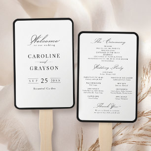 Simple Graceful Script Typography Wedding Program Hand Fan