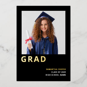 Simple Grad 2025 Real Gold Foil Black Announcement