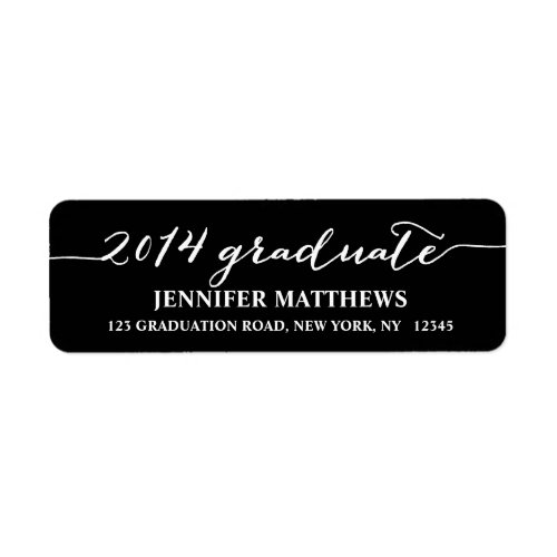 Simple Grad Black Graduation Return Address Label