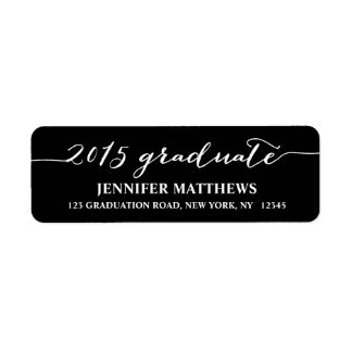 Simple Grad Black Graduation Return Address Label