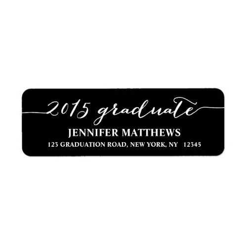 Simple Grad Black Graduation Return Address Label