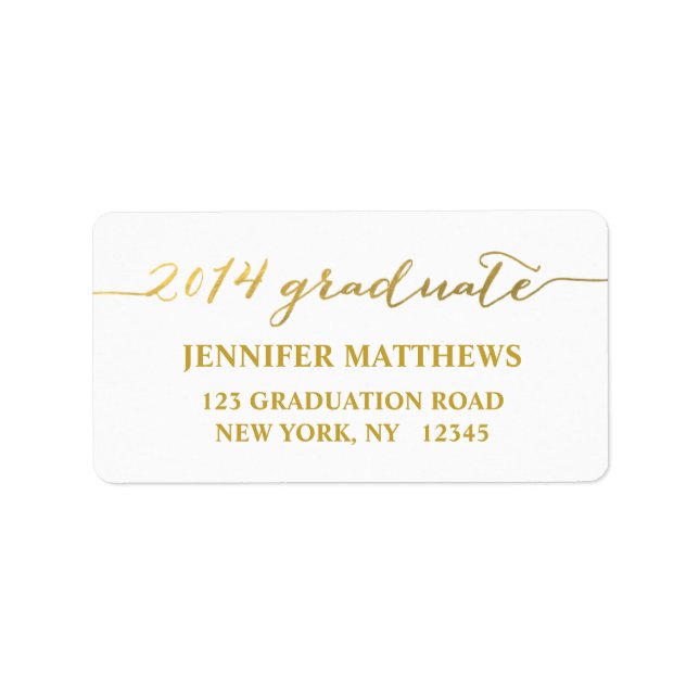Simple Grad Gold Graduation Address Label (Front)