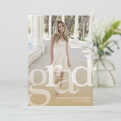 Simple GRAD Gold Overlay ANY Year Graduation Announcement (Standing Front)