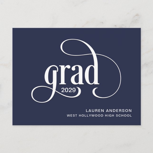 Simple Grad Logo Graduation Announcement Postcard (Front)
