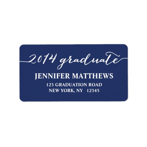 Simple Grad Navy Blue Graduation Address Label
