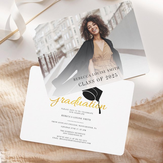 Simple Grad Photo Graduation 2026 Elegant Party Invitation (Simple Grad Photo Graduation Elegant Party Invitation)