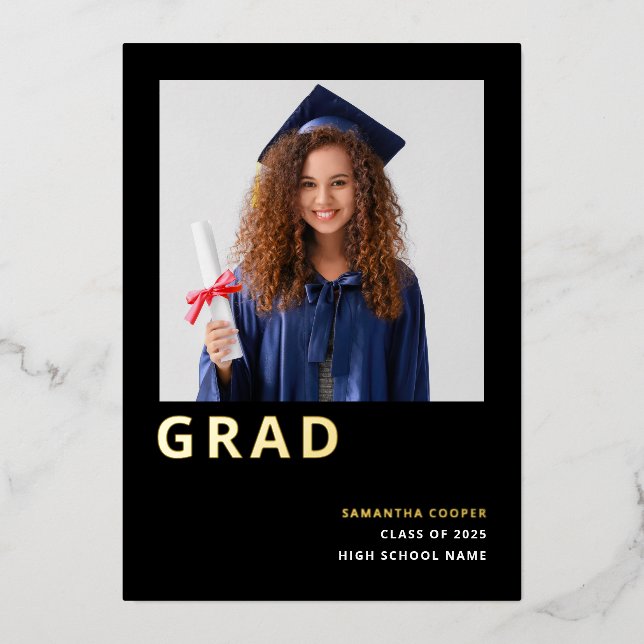 Simple Grad Real Gold Foil Black Announcement (Front)