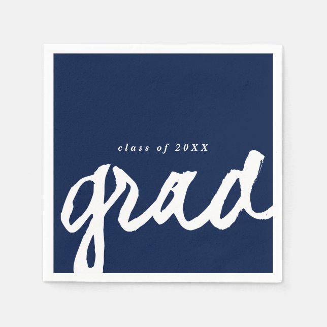 Simple Grad Script | Graduation Party Paper Napkins (Front)