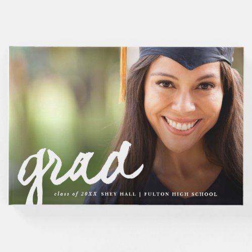 Simple Grad Script Photo Graduation Party Guest Book