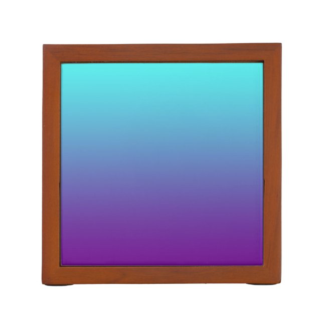 Simple Gradient Background Purple Turquoise Blue Pencil Holder (Back)