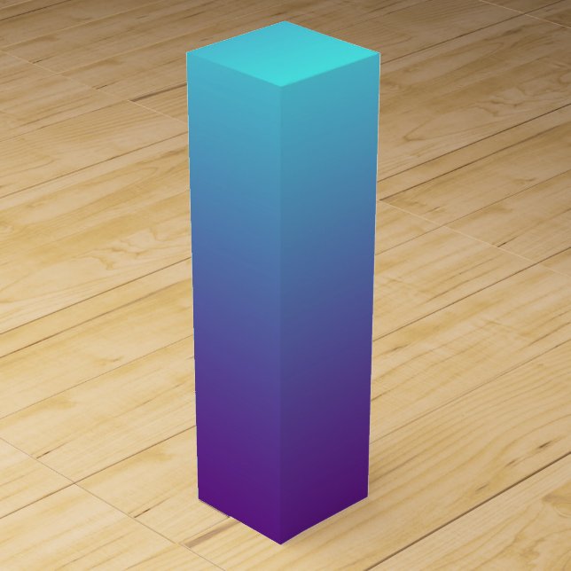 Simple Gradient Background Purple Turquoise Blue Wine Gift Box (Front)