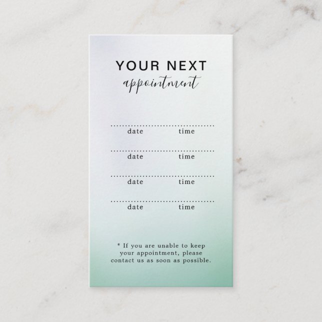 Simple Gradient Beauty Salon Appointment Card (Front)