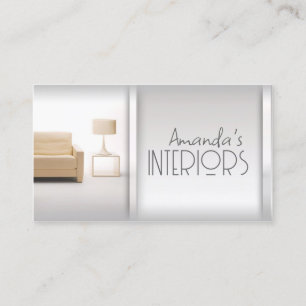 Simple Gradient Grey Lines Interior Designer Card