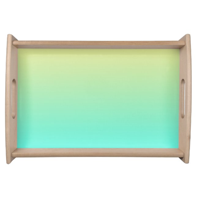 Simple Gradient Pastel Yellow Turquoise Serving Tray (Front)