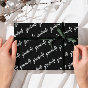 Simple Graduate  Black And White  Graduation party Wrapping Paper