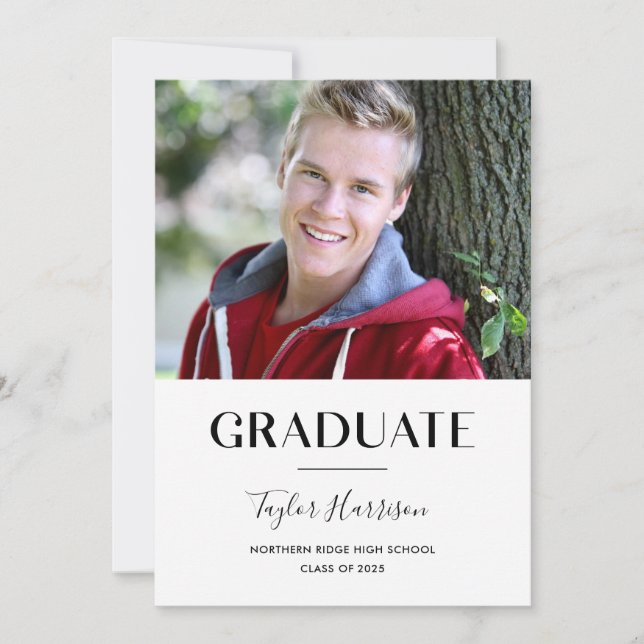 Simple Graduate Black & White 2023 Graduation Invitation (Front)