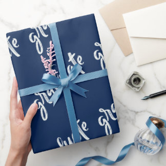 Simple Graduate  Blue And White  Graduation party Wrapping Paper