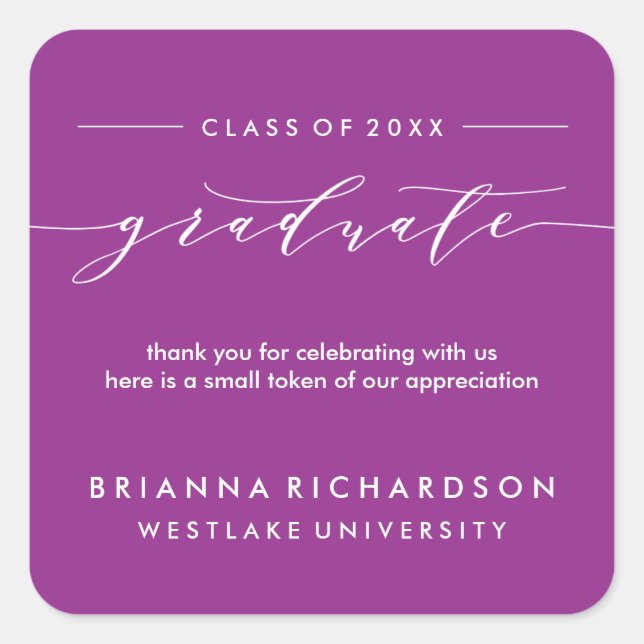 SIMPLE GRADUATE CALLIGRAPHY | THANK YOU STICKER (Front)