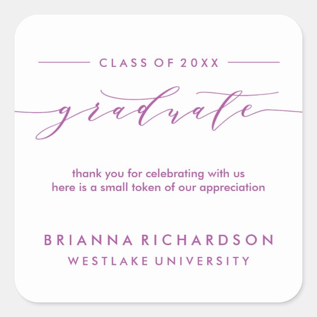 SIMPLE GRADUATE CALLIGRAPHY | THANK YOU STICKER (Front)