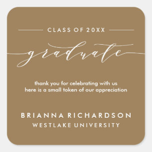 SIMPLE GRADUATE CALLIGRAPHY   THANK YOU STICKER