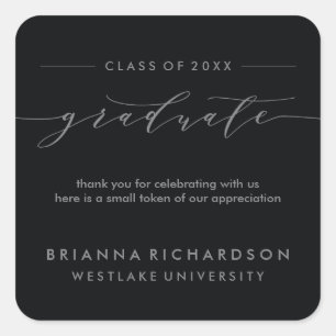 SIMPLE GRADUATE CALLIGRAPHY THANK YOU STICKER