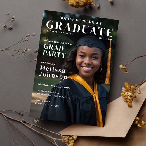 Simple Graduate Magazine Cover Inspired Graduation Invitation