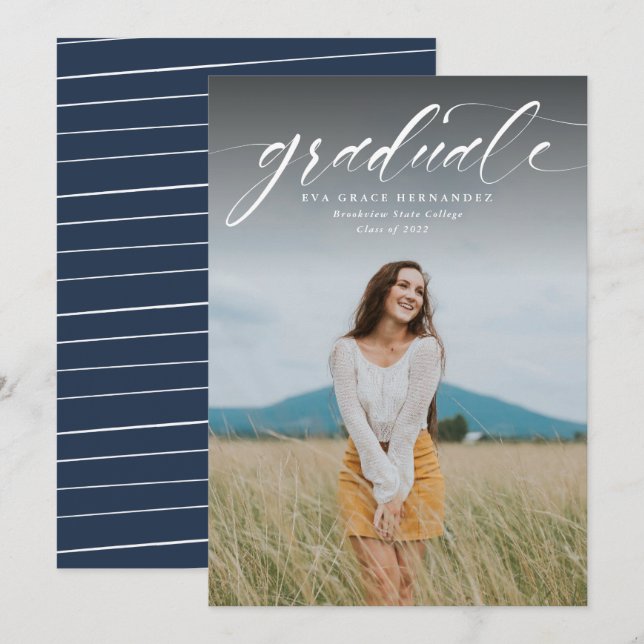Simple graduate one photo graduation announcement (Front/Back)