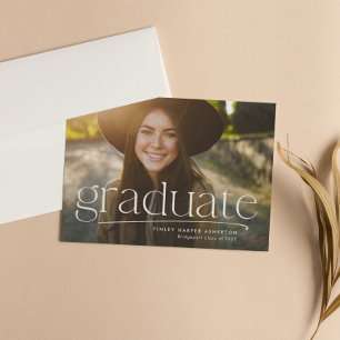 Simple graduate one-photo personalized graduation announcement