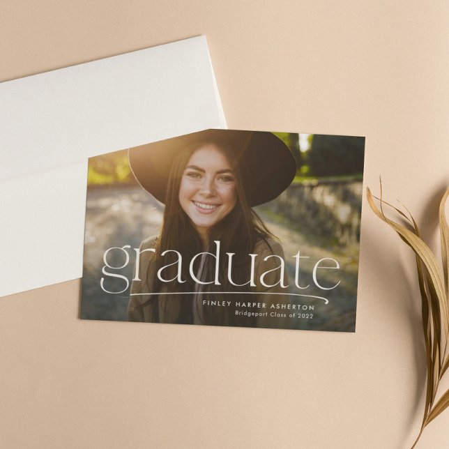 Simple graduate one-photo personalized graduation announcement (Creator Uploaded)