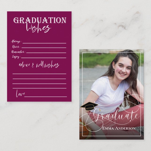Simple Graduate Photo Class Of 2026 Graduation Advice Card (Front/Back)