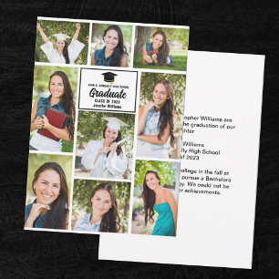 Simple Graduate Photo Collage Chic Graduation Announcement