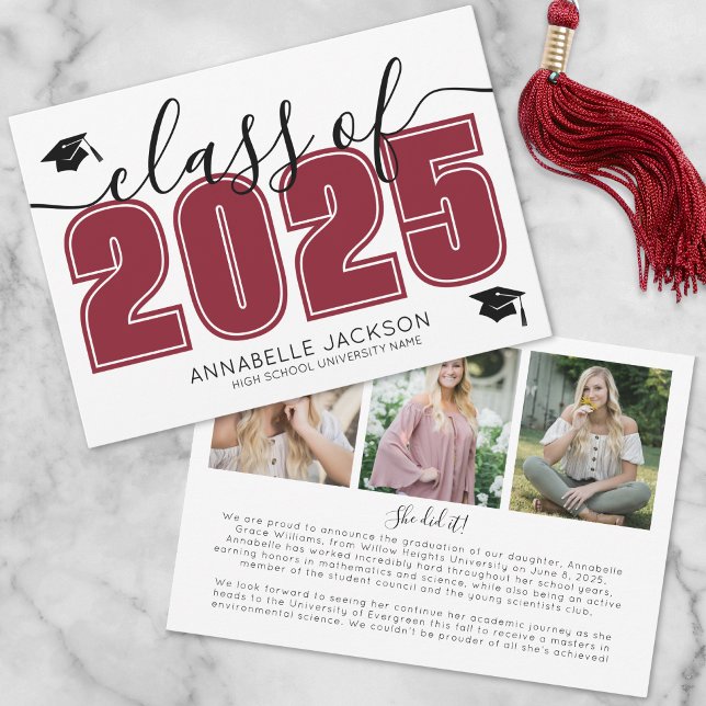 Simple Graduate Photo Collage Red Graduation Announcement (Simple Graduate Photo Collage Red Graduation Announcement)
