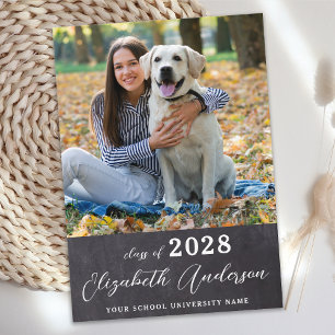 Simple Graduate Photo Custom Chalkboard Graduation Announcement