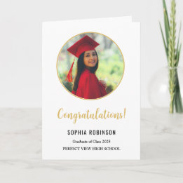 Simple Graduate Photo Gold White Graduation Card