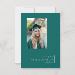 Simple Graduate Photo Green thank you card