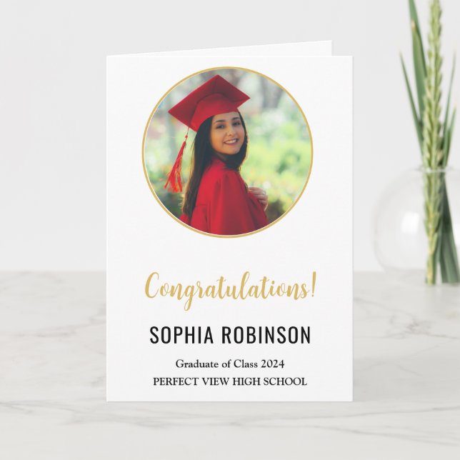 Simple Graduate Photo Modern Graduation  Card (Front)