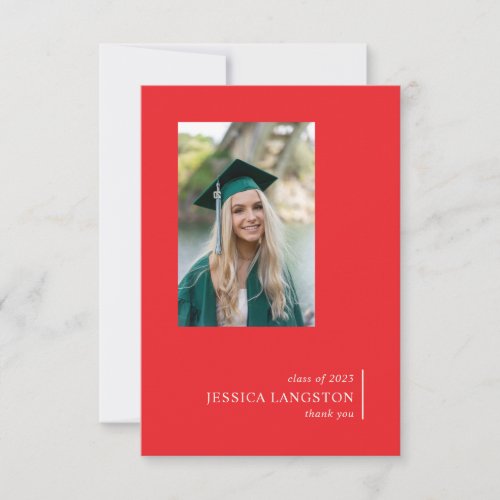 Simple Graduate Photo Red thank you card