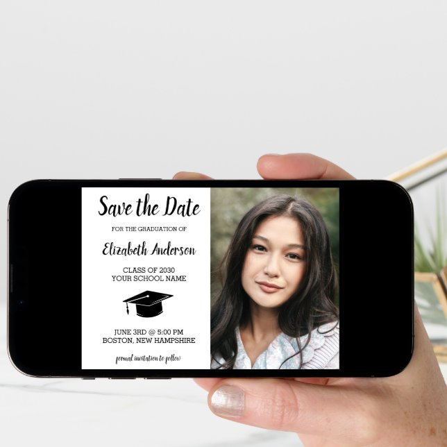 Simple Graduate Photo Save The Date Graduation  Announcement (Front Digital)