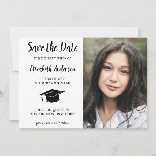 Simple Graduate Photo Save The Date Graduation Announcement | Zazzle