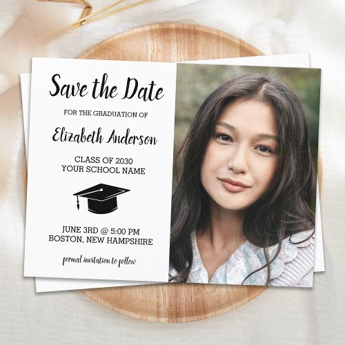 Simple Graduate Photo Save The Date Graduation  Announcement